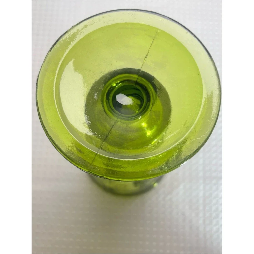 VTG Indiana Glass Avocado Green Harvest Grape Footed Pedestal Vase